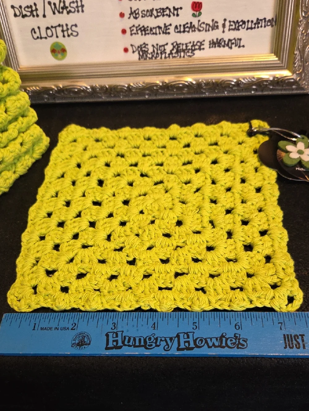 Handmade 100% Cotton Lime Green Dish/Wash Cloths - Set of 4